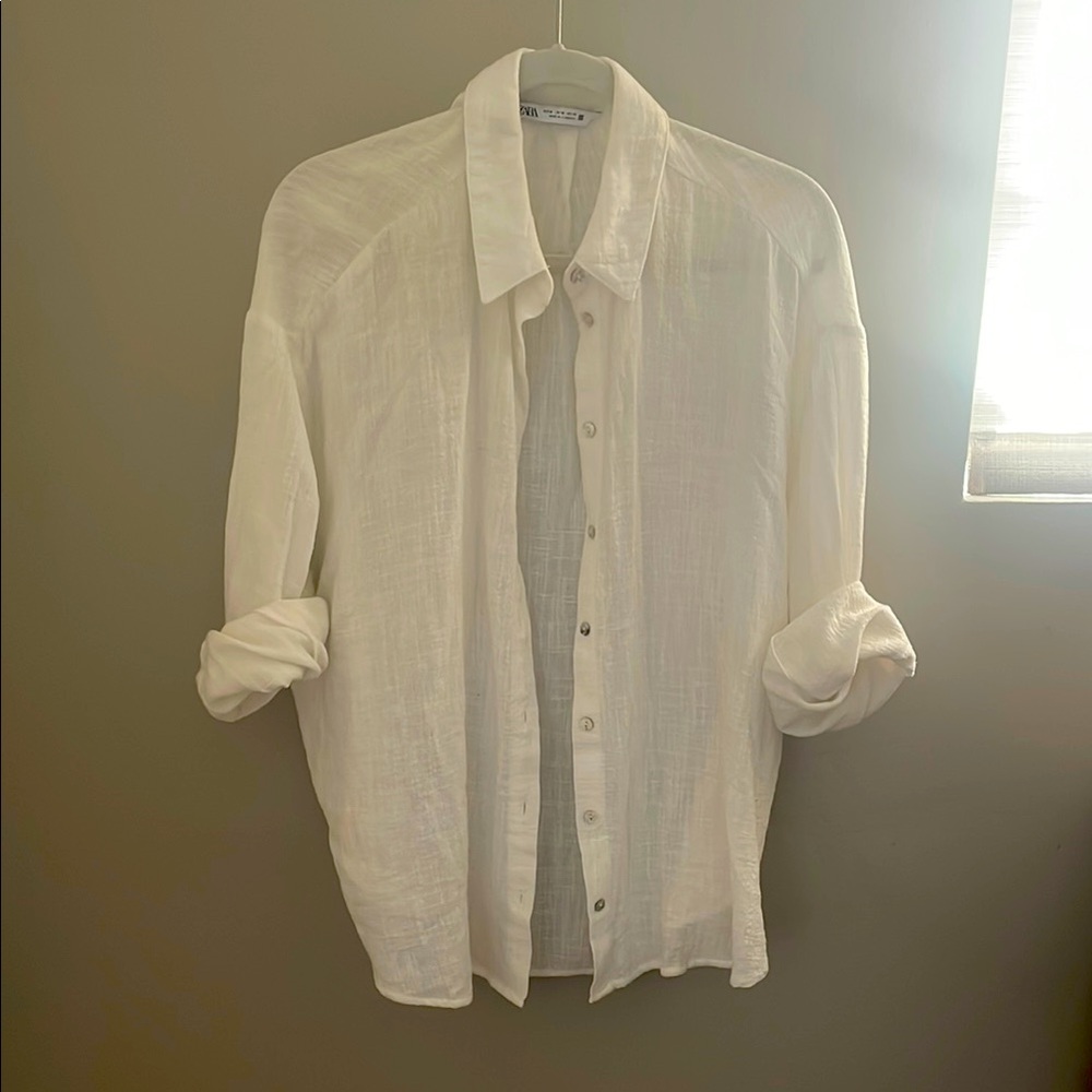 Zara Cream Textured Blouse